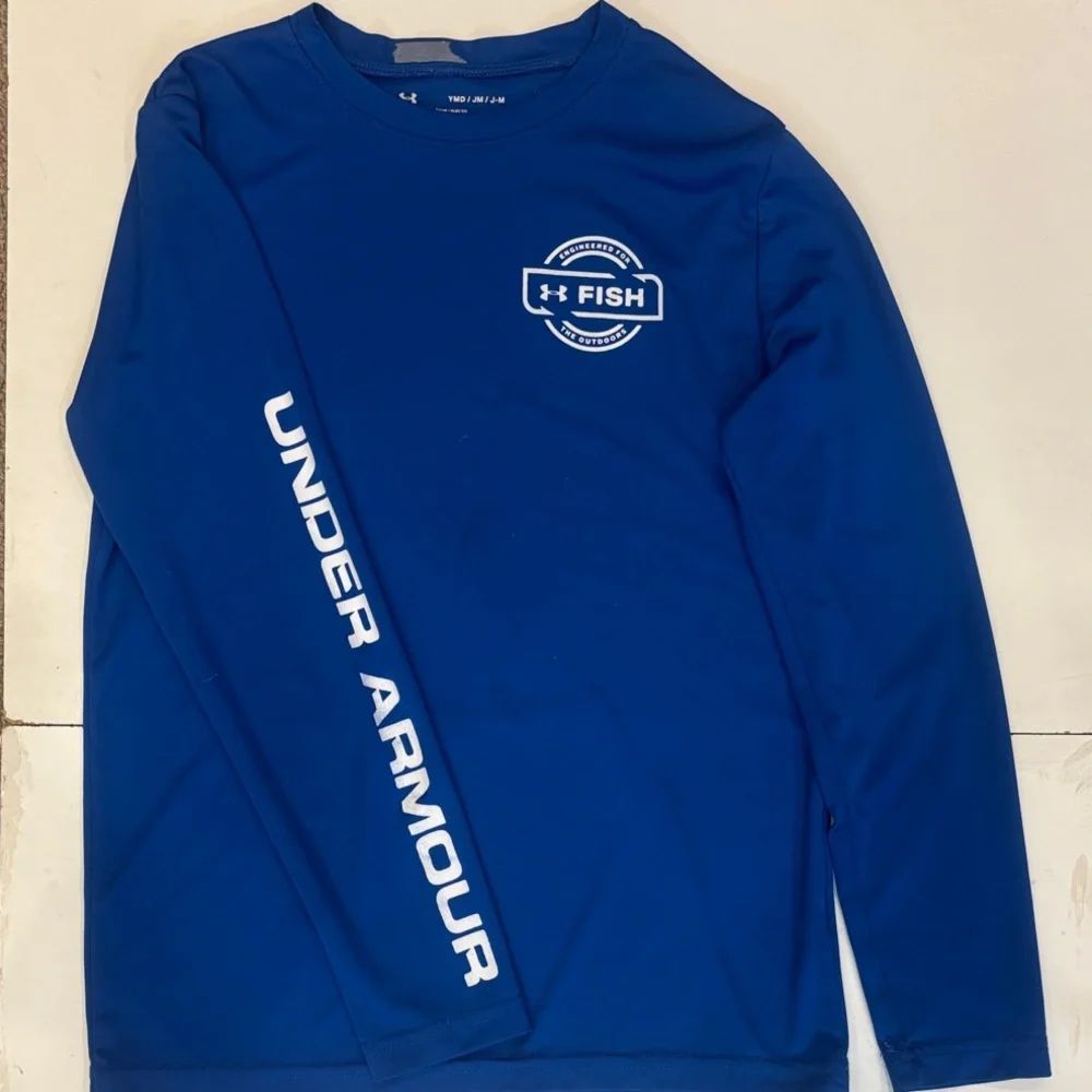 Under Armour Fish Royal Cobalt Blue Long Sleeve Kids Tee